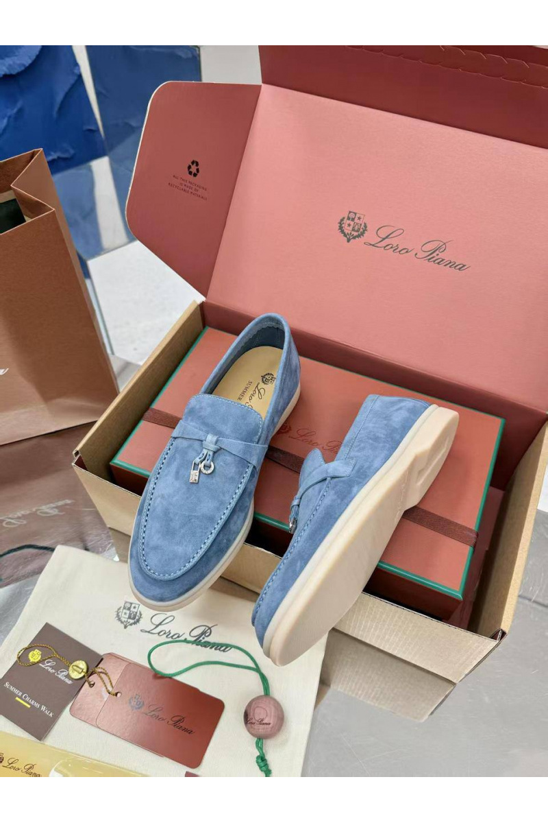 Loro Piana Женские замшевые лоферы  Summer Charms Walk premium