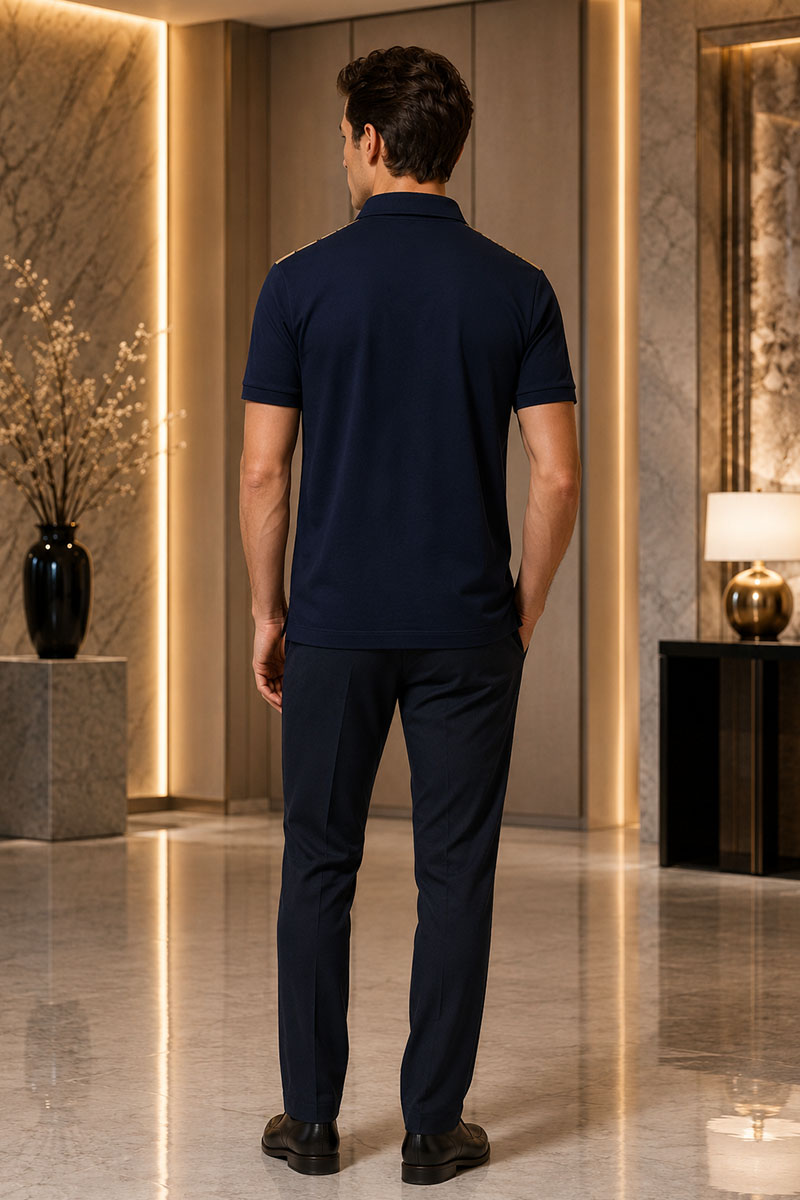 Gucci Мужское поло GG monogram all-over - Navy / Beige