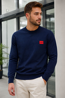 Тёмно-синий мужской джемпер red logo label
