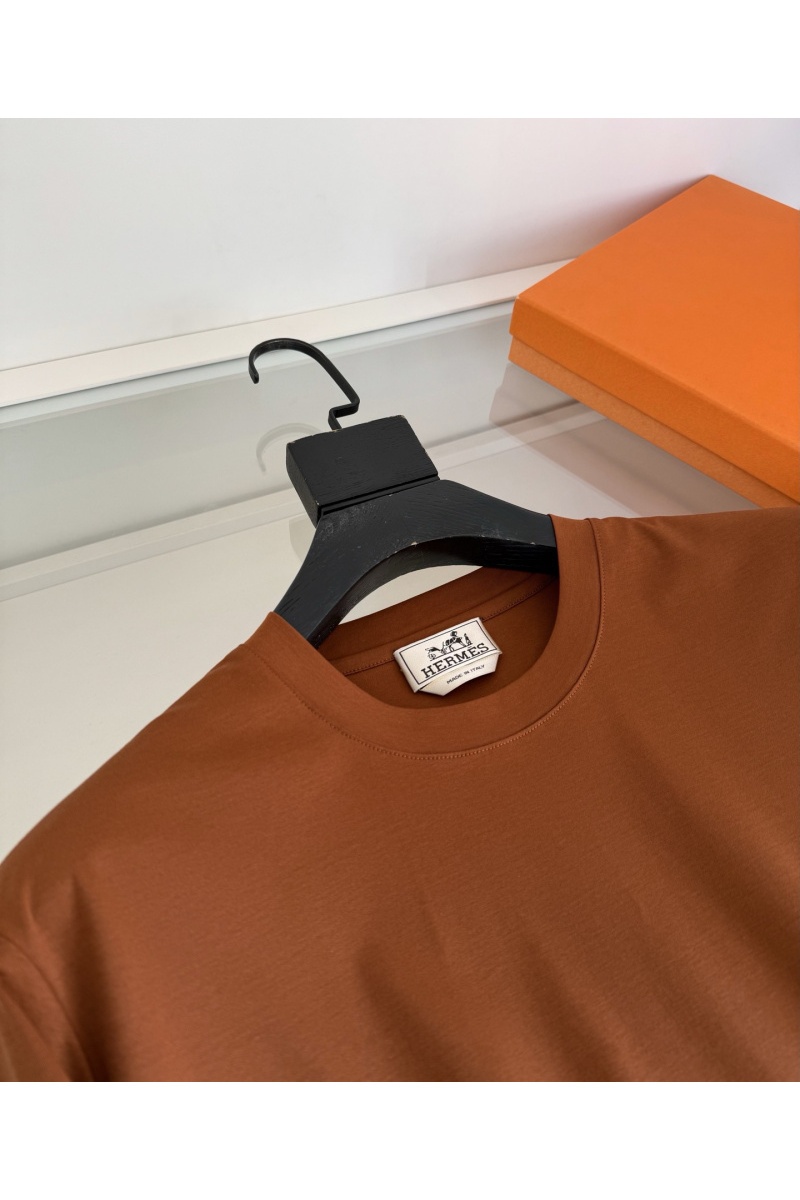 Hermes Мужская коричневая футболка premium