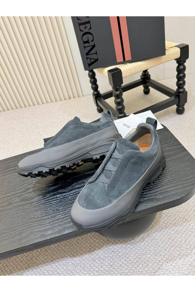 Zegna Замшевые кроссовки Triple Stitch Monte - Grey