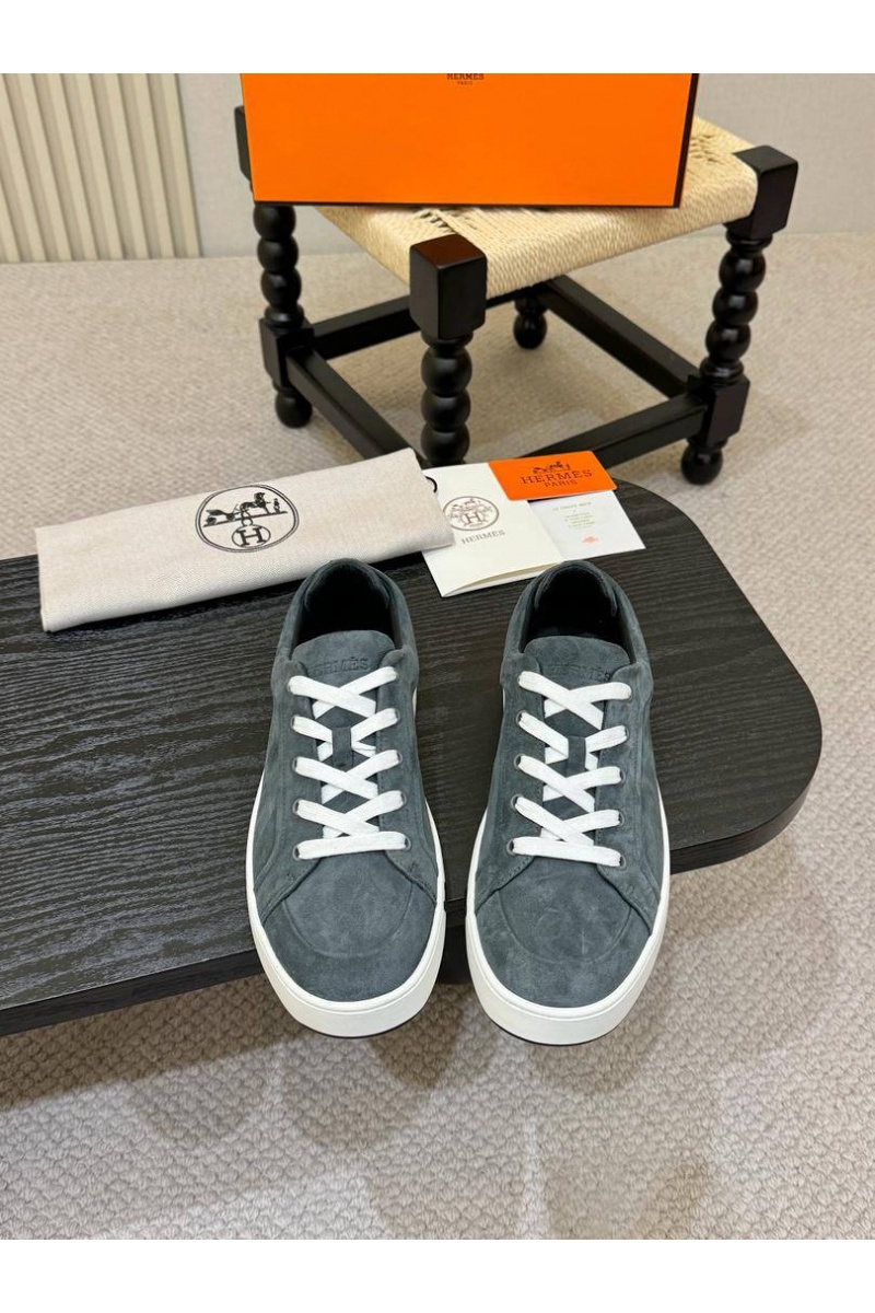 Hermes Мужские замшевые кроссовки Kid - Grey