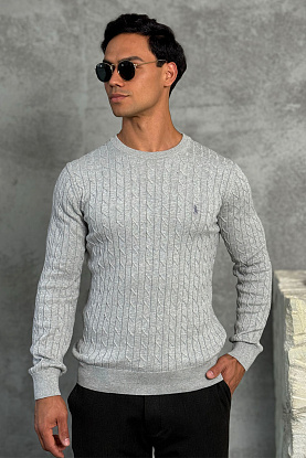 Мужской джемпер cable-knit - Light Grey