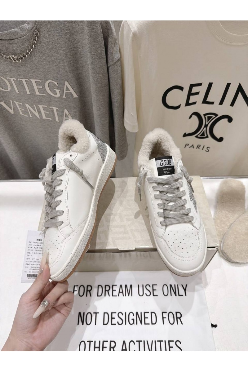 Designer Clothing Женские кожаные кроссовки с мехом Golden Goose Ball Star premium