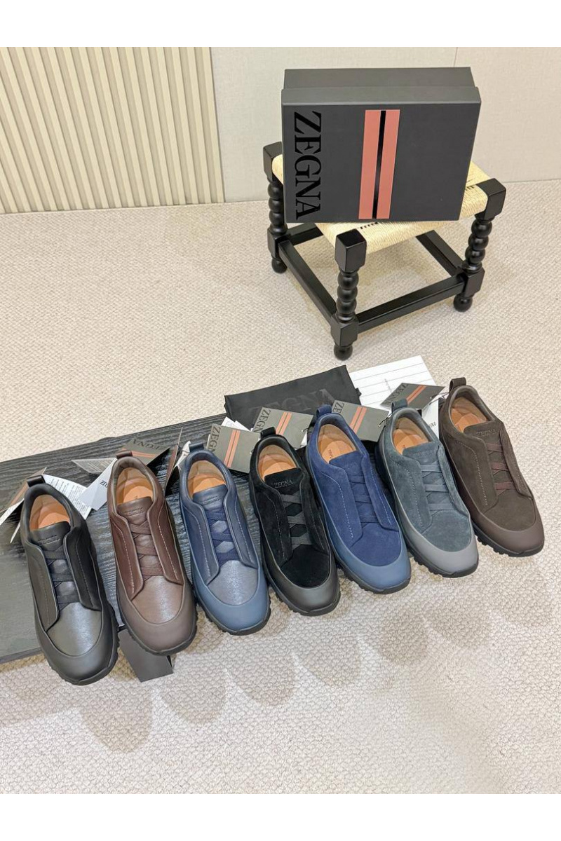 Zegna Замшевые кроссовки Triple Stitch Monte - Grey