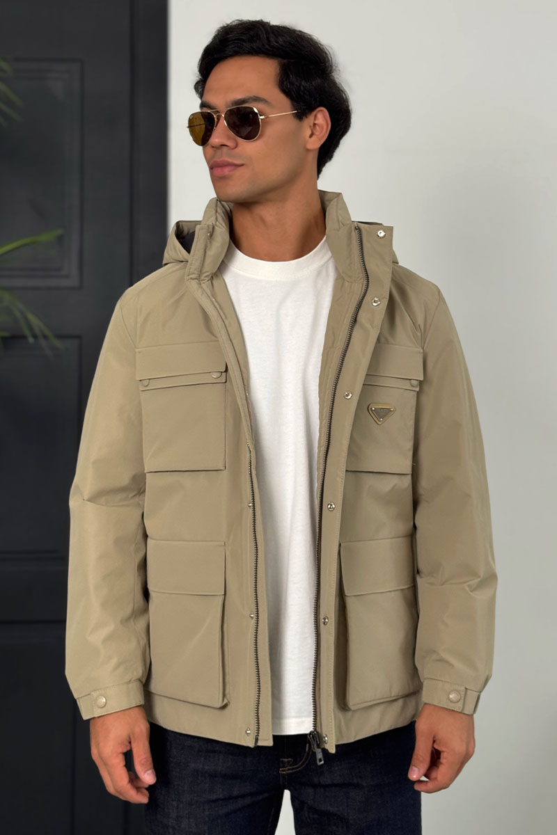 Prada Мужская куртка logo-plaque - Beige 