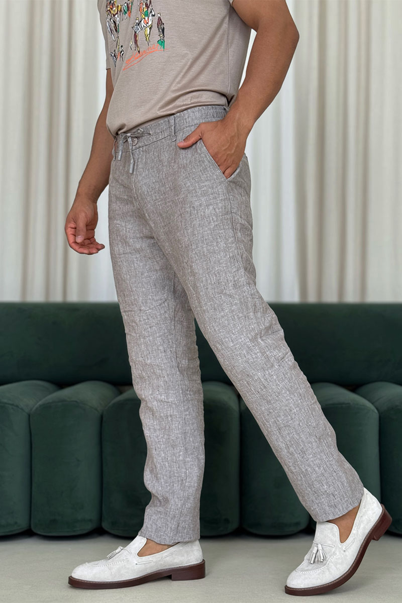 Loro Piana Льняные брюки серого цвета 