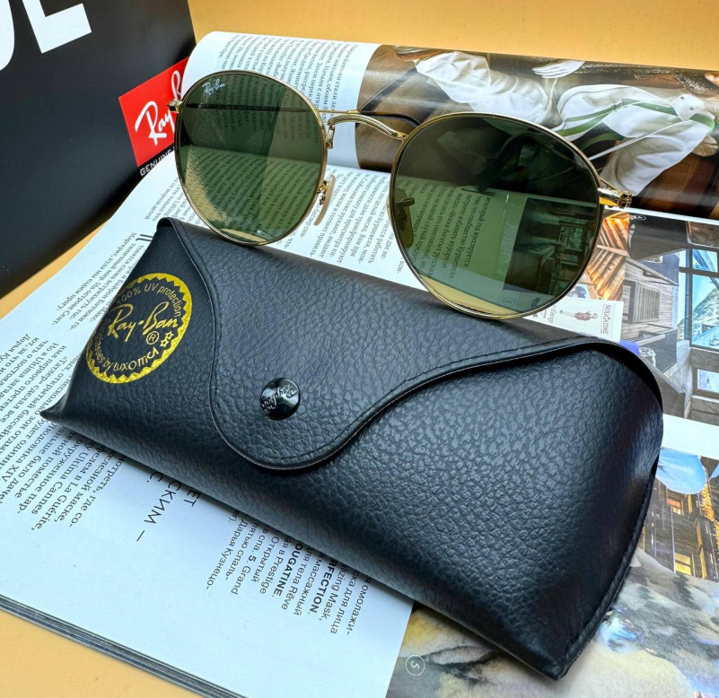 Ray Ban Солнцезащитные очки Round Metal - Green Mirrored