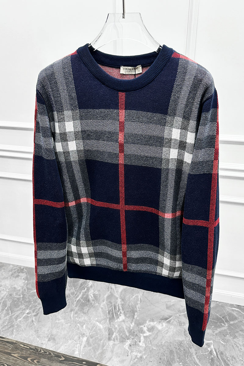 Burberry Мужская синяя кофта check pattern 