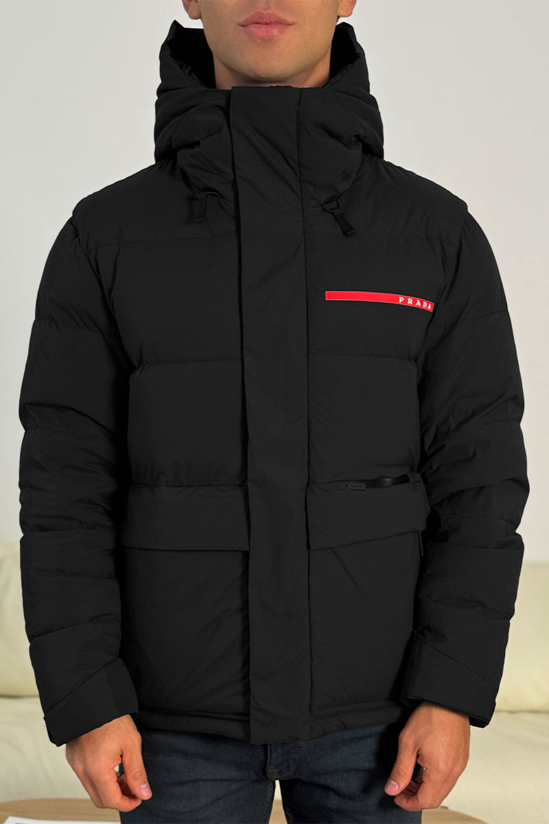 Prada Мужской пуховик Linea Rossa - Black 