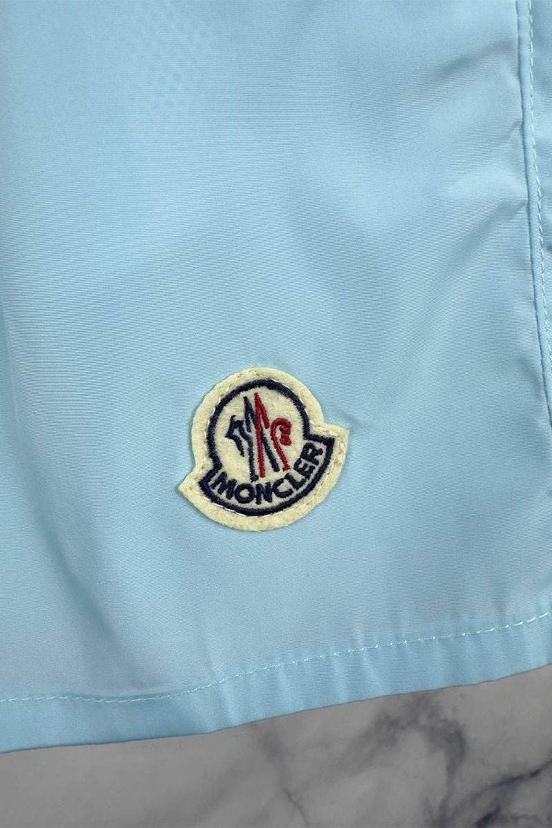 Moncler Мужские голубые шорты logo-patch