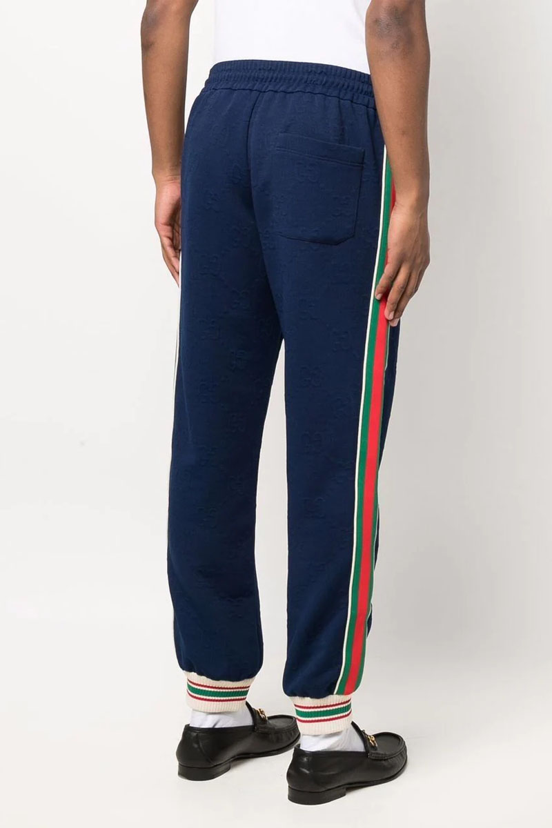 Gucci Тёмно-синие спортивные штаны GG jacquard
