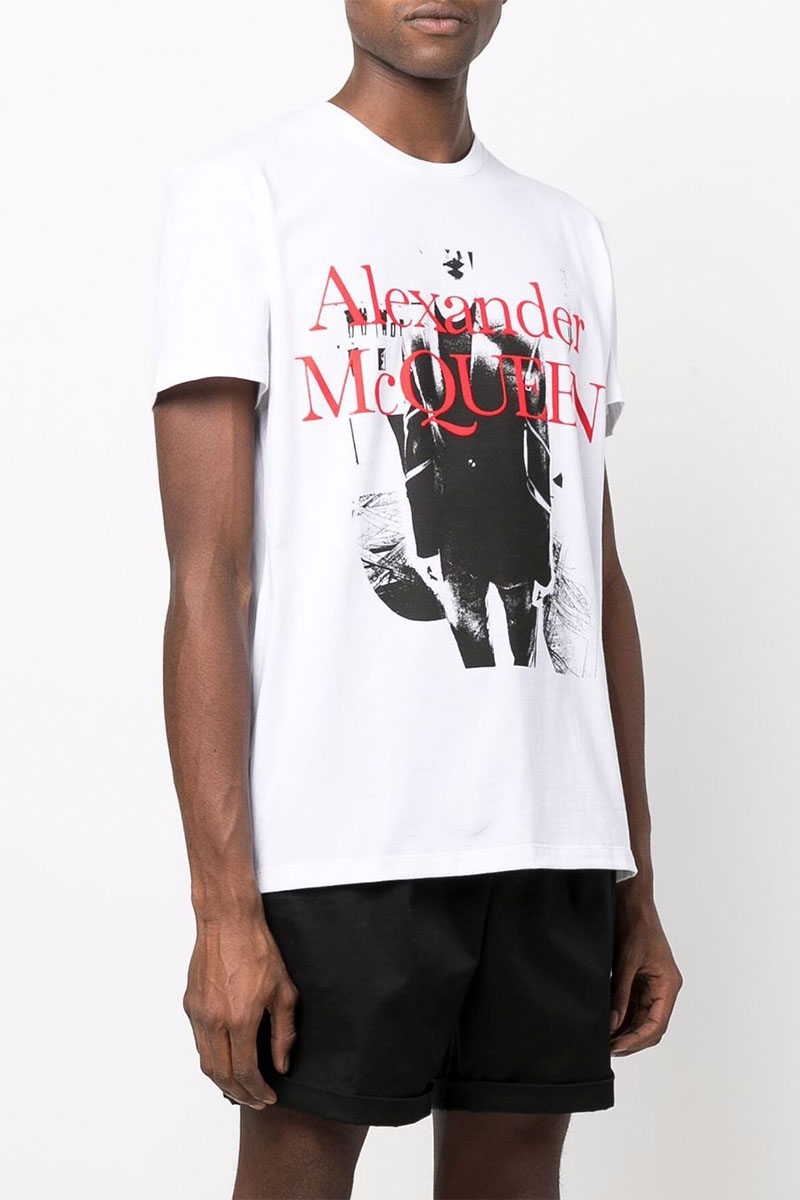 Alexander McQueen Мужская белая футболка logo-print