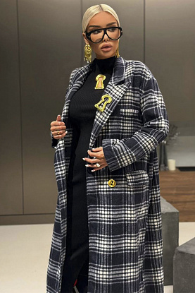 Женское пальто в клетку premium