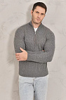 Кашемировый свитер Premium zip-neck - Dark Grey