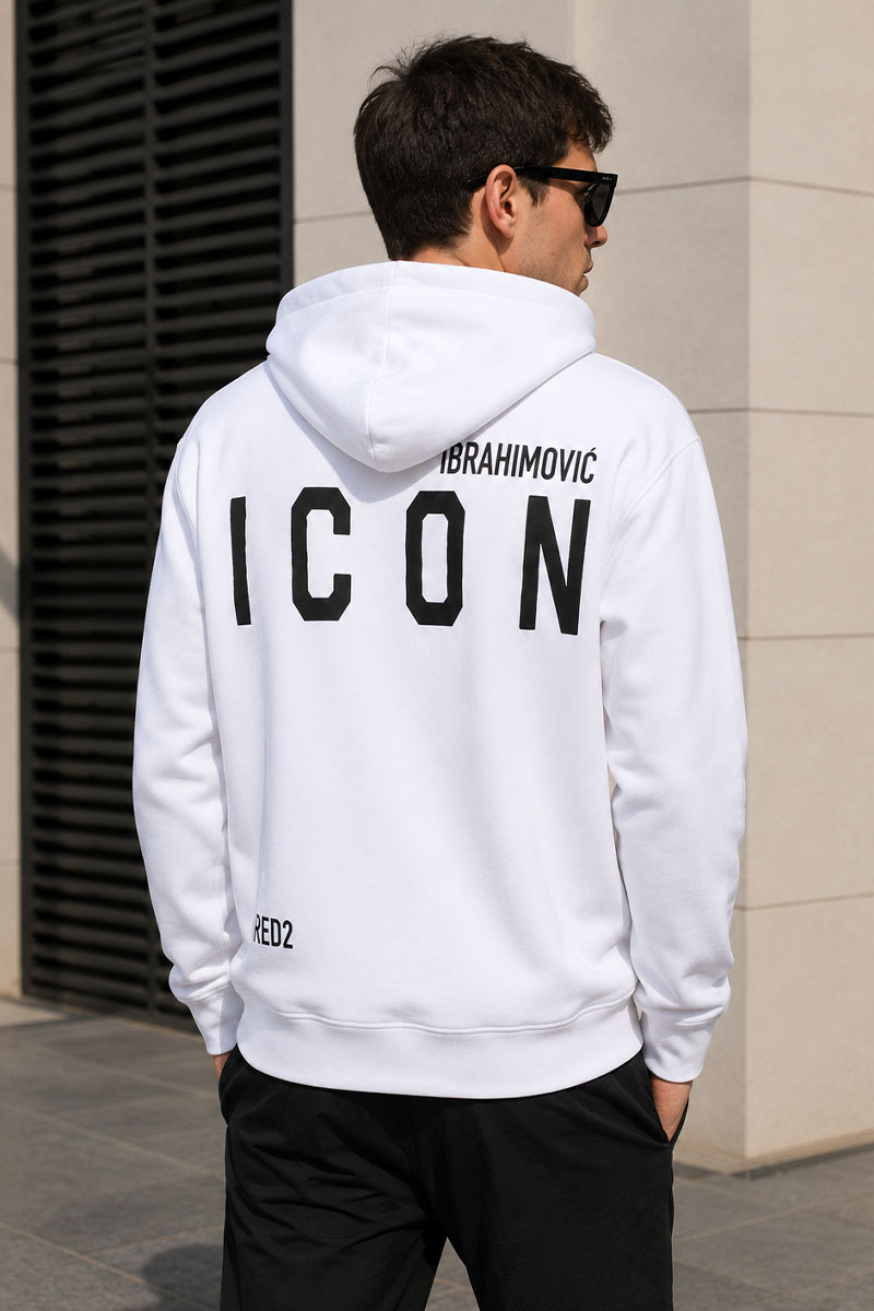 Dsquared2 Утеплённое худи на флисе Ibrahimovic "ICON" - White