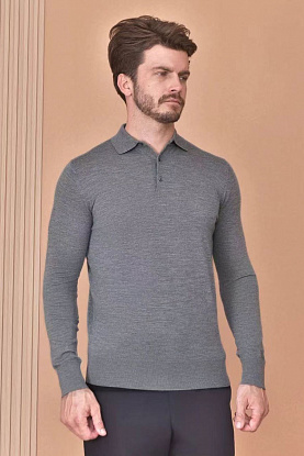 Поло с длинным рукавом Premium - Light Flower Gray