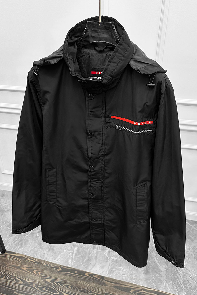 Prada Мужская чёрная ветровка Linea Rossa logo