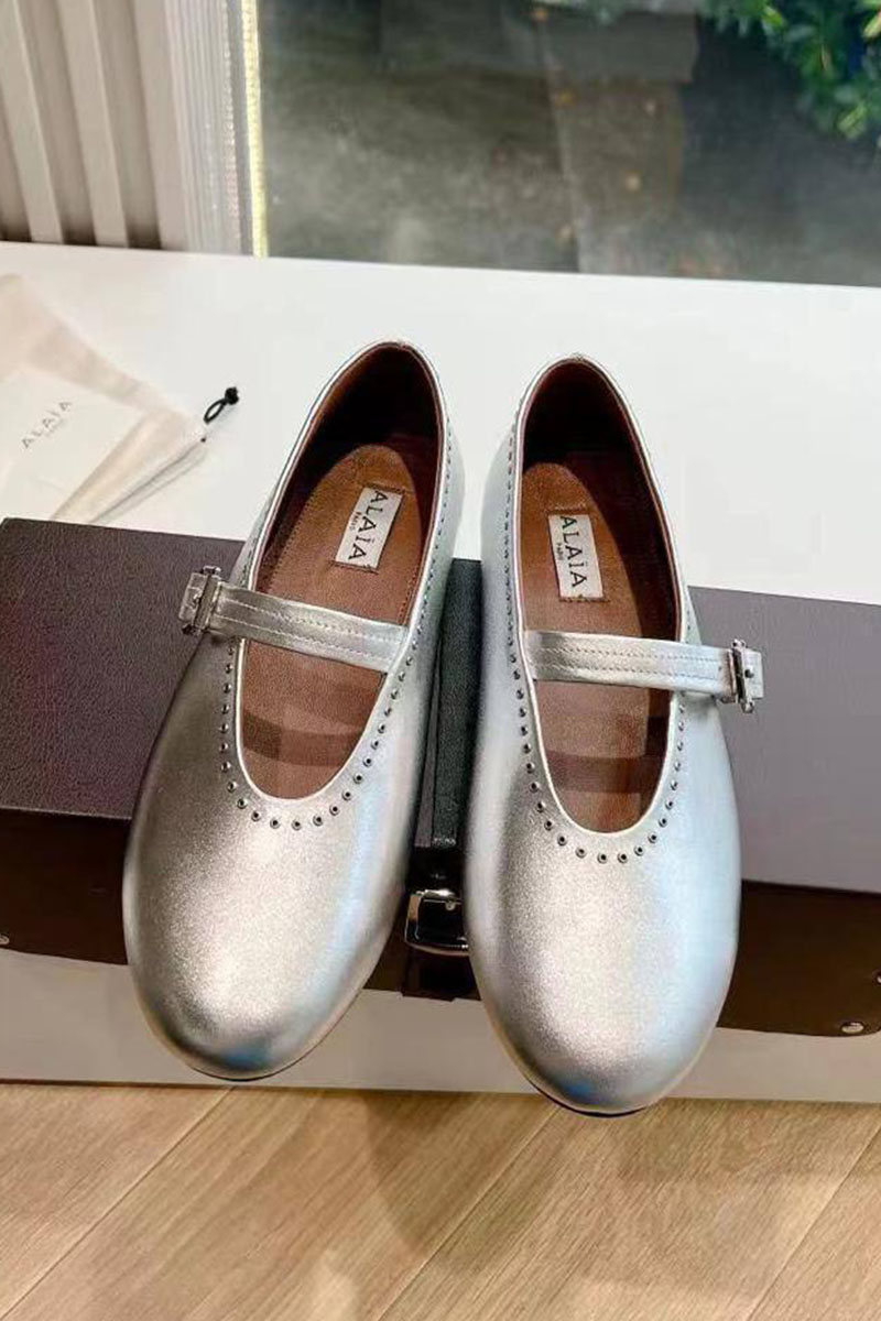 Designer Clothing Женские кожаные балетки Alaia Strass Suede premium