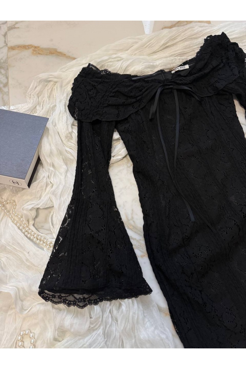 MIU MIU Кружевное женское платье с открытыми плечами 