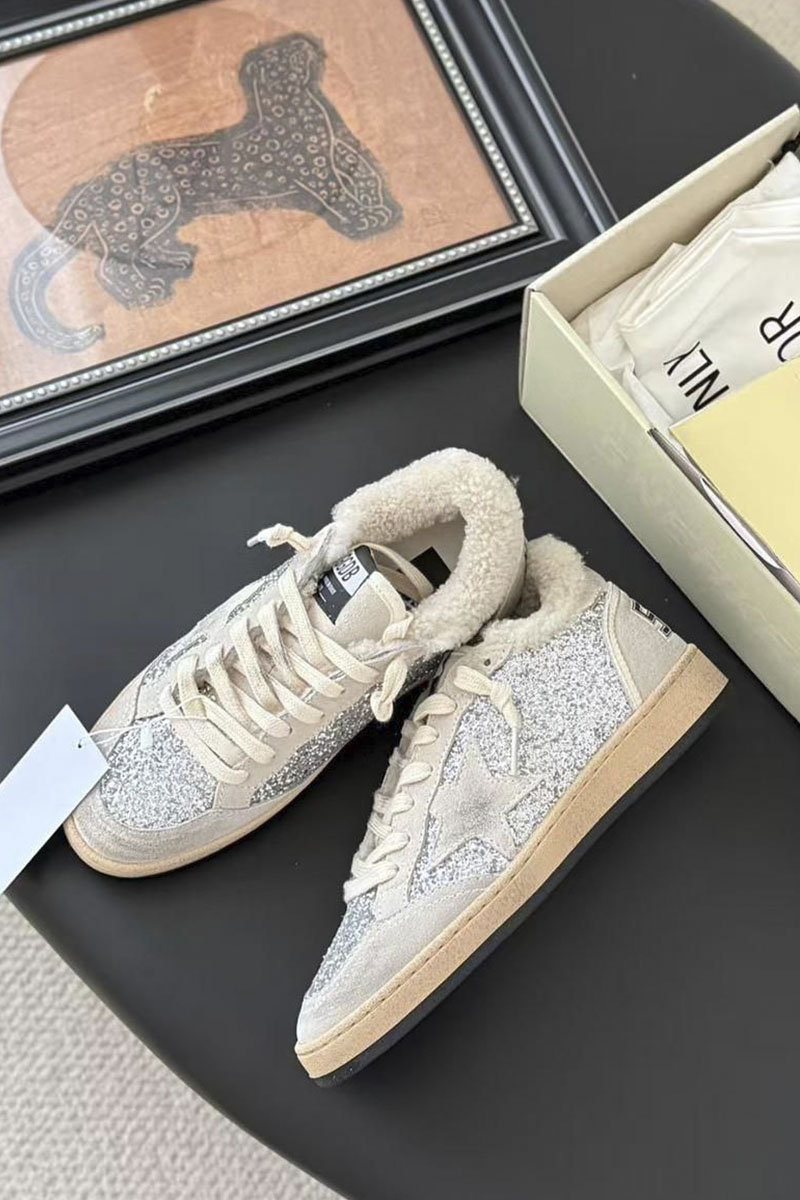 Designer Clothing Женские кроссовки с мехом Golden Goose