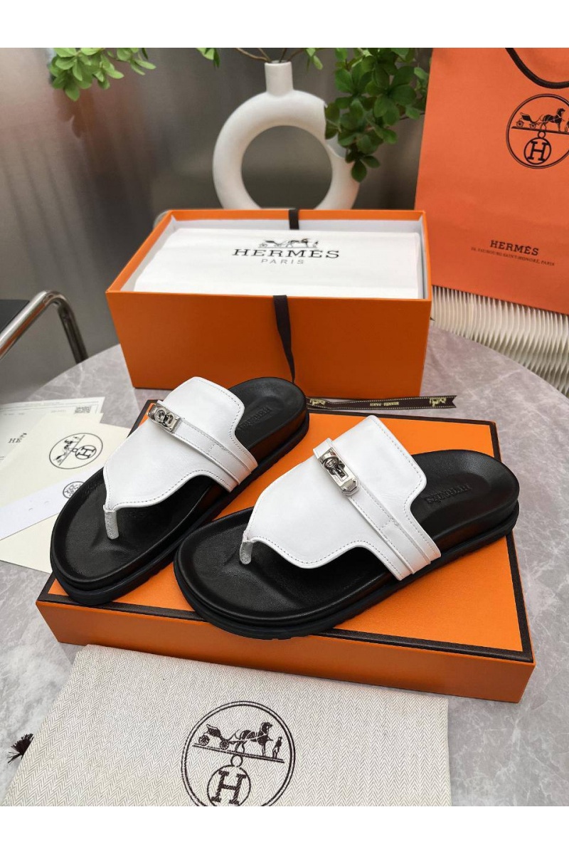 Hermes Женские кожаные шлёпанцы Empire premium