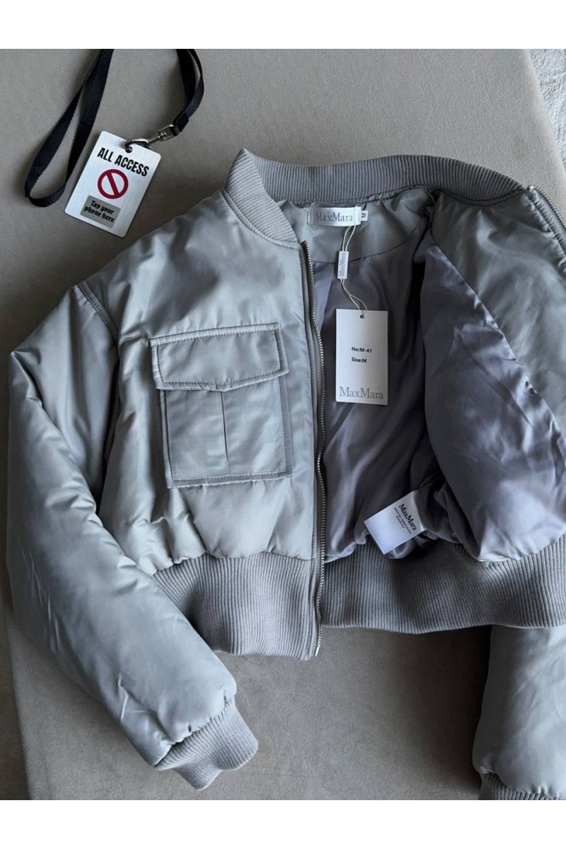Max Mara Женский бомбер Max Mara серого цвета