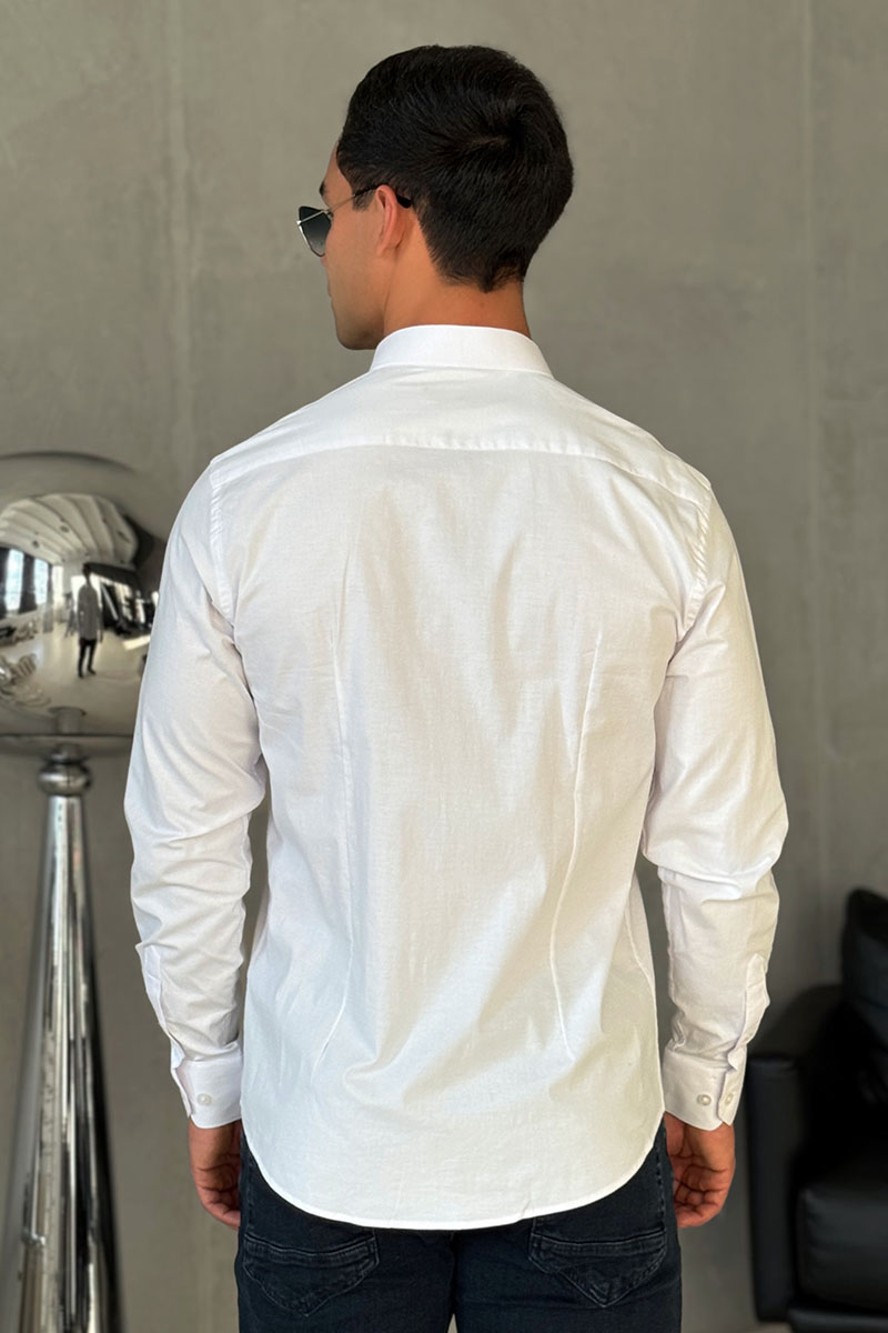 Loro Piana Мужская белая рубашка logo-embroidered