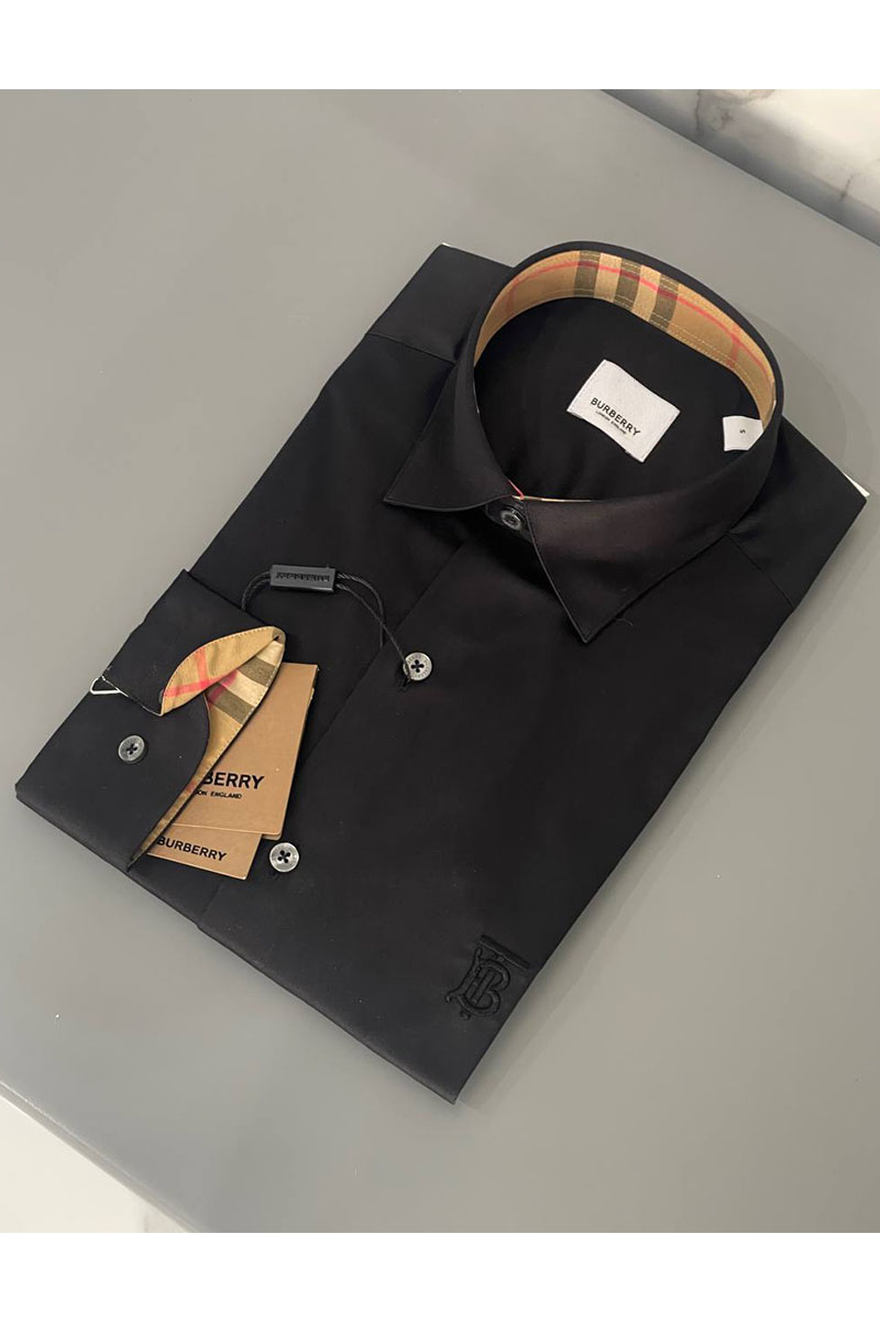 Burberry Мужская рубашка чёрного цвета TB logo