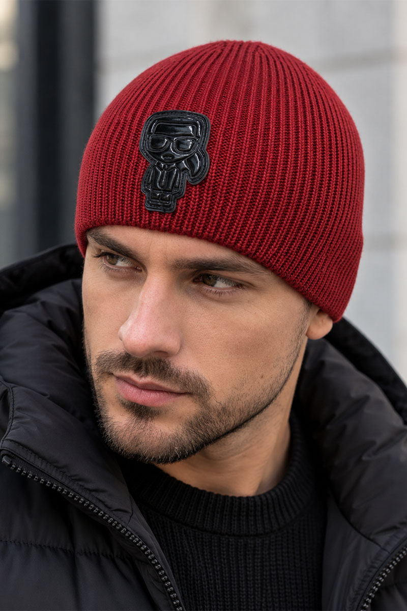 Company КL Мужская шапка красного цвета logo-patch