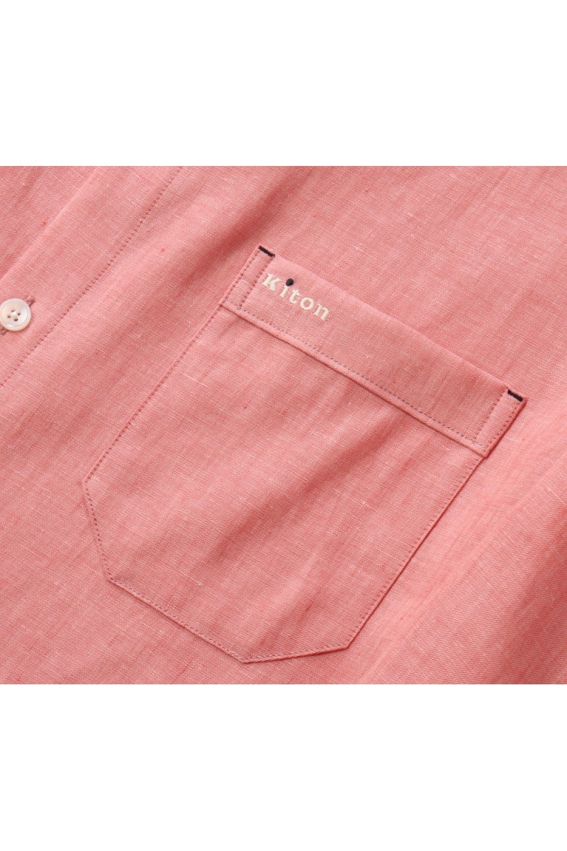 Kiton Льняная рубашка розового цвета premium