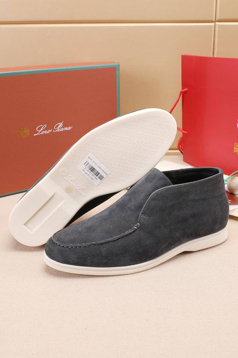 Loro Piana Замшевые лоферы с мехом Open Walk - Grey