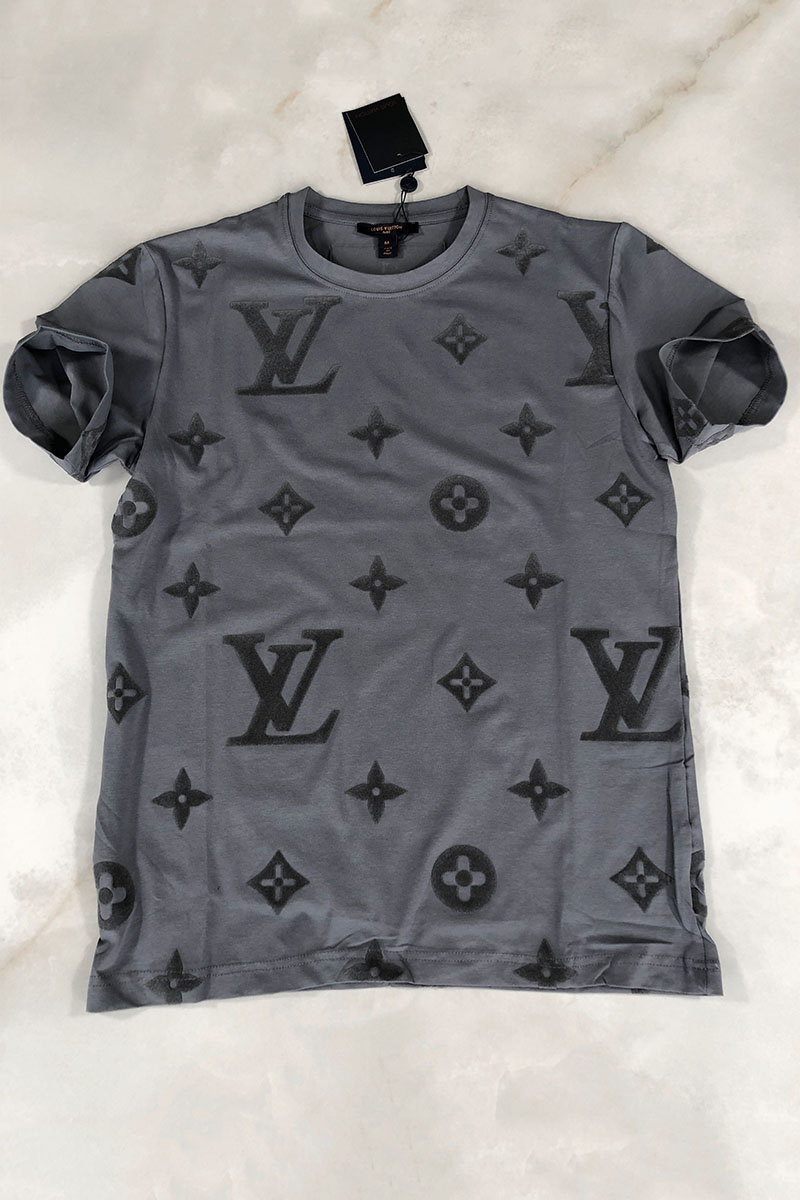 Lоuis Vuittоn Серая мужская футболка Monogram All-over