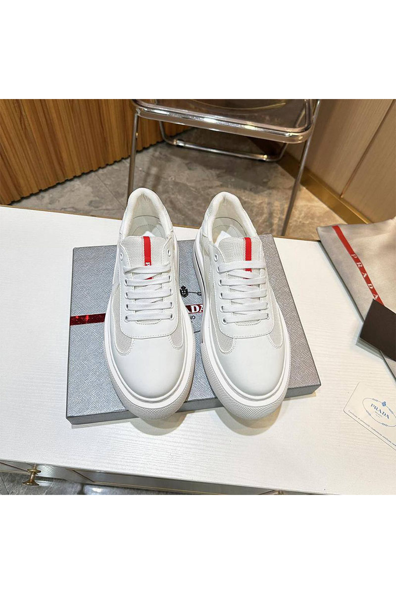 Prada Комбинированные кроссовки logo-stripe - White