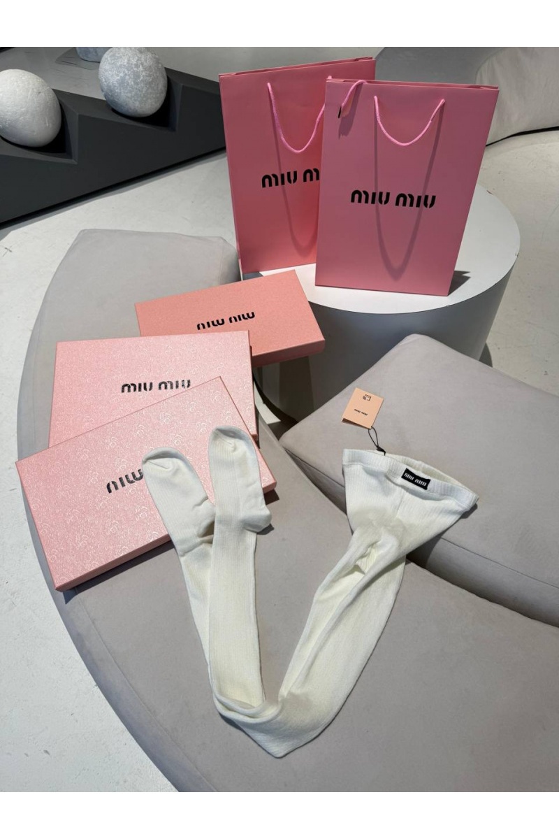 MIU MIU Женские кашемировые колготы белого цвета