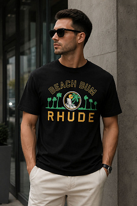 Чёрная оверсайз футболка Rhude Beach Bum graphic-print 
