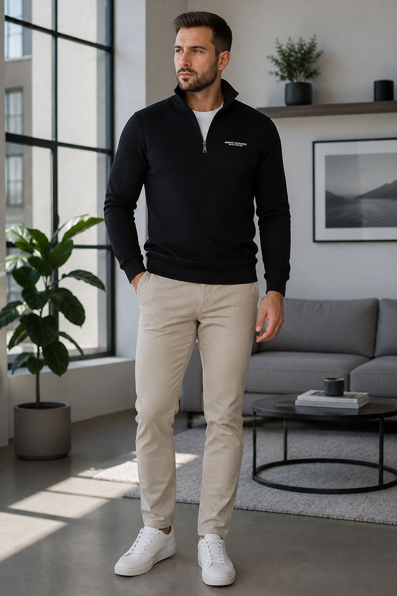 Emporio Armani EA7 Мужской джемпер zip-neck - Black