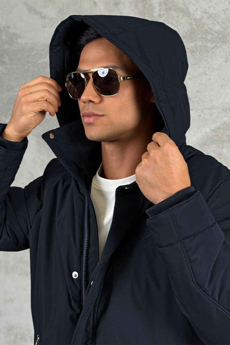 Loro Piana Парка тёмно-синего цвета logo-patch 