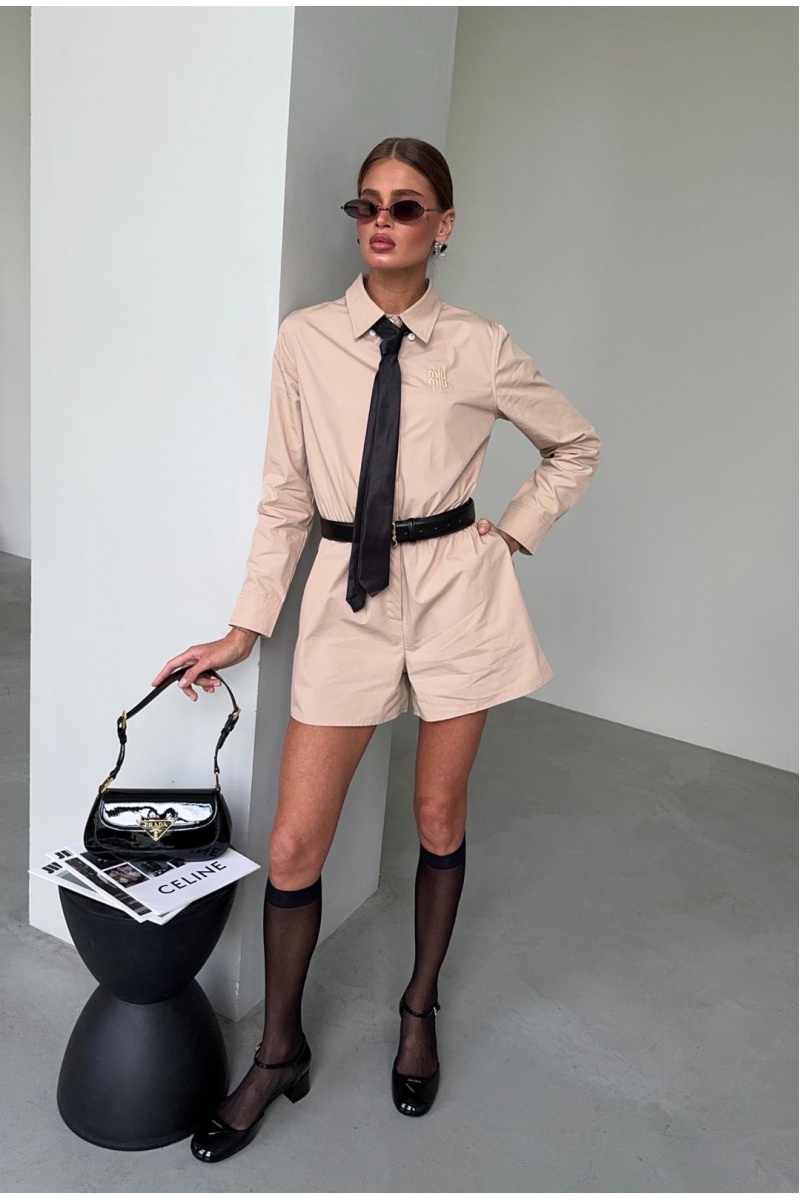 MIU MIU Женский комбинезон бежевого цвета