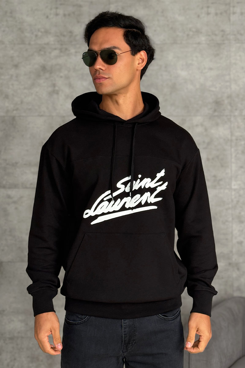 Yves Saint Laurent Чёрное худи Paris logo-print