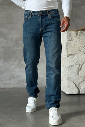Мужские джинсы синего цвета regular fit 
