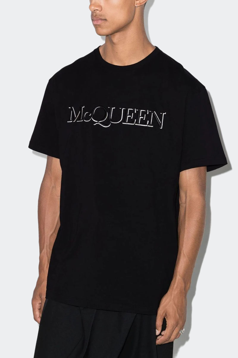 Alexander McQueen Чёрная оверсайз футболка embroidered logo