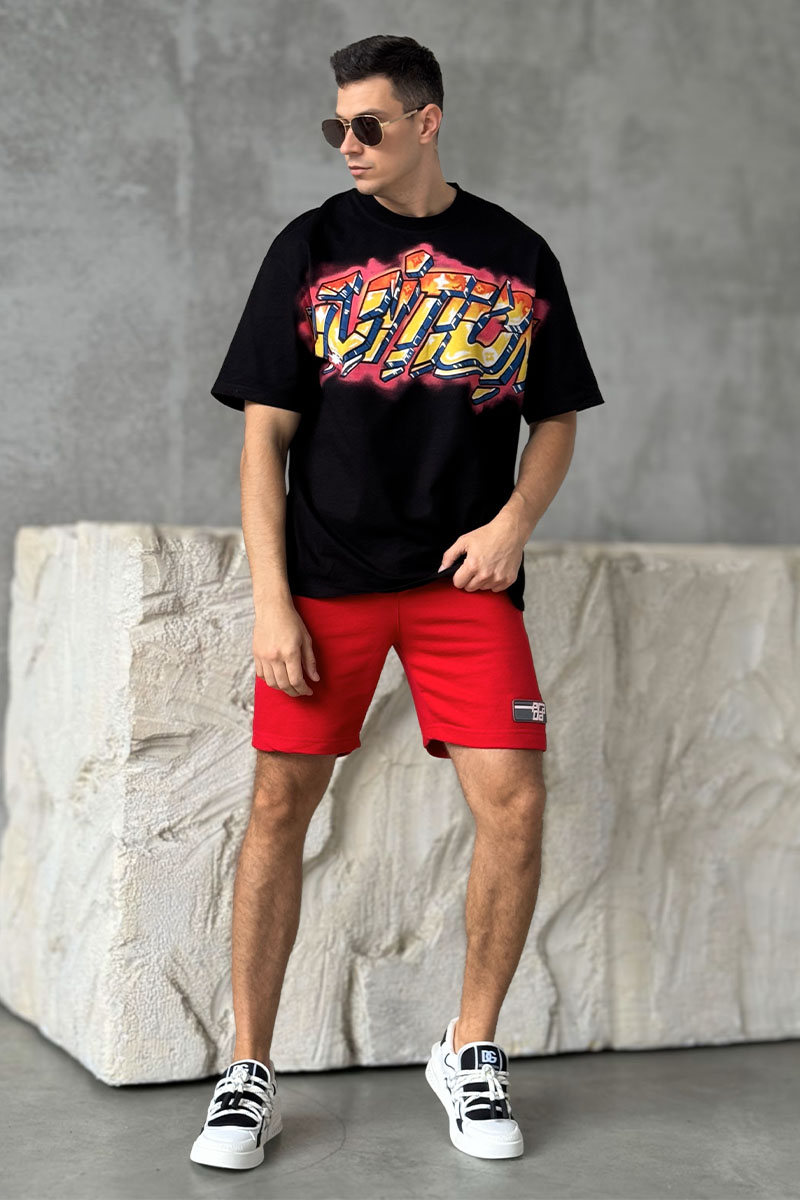 Lоuis Vuittоn Чёрная оверсайз футболка graffiti-print