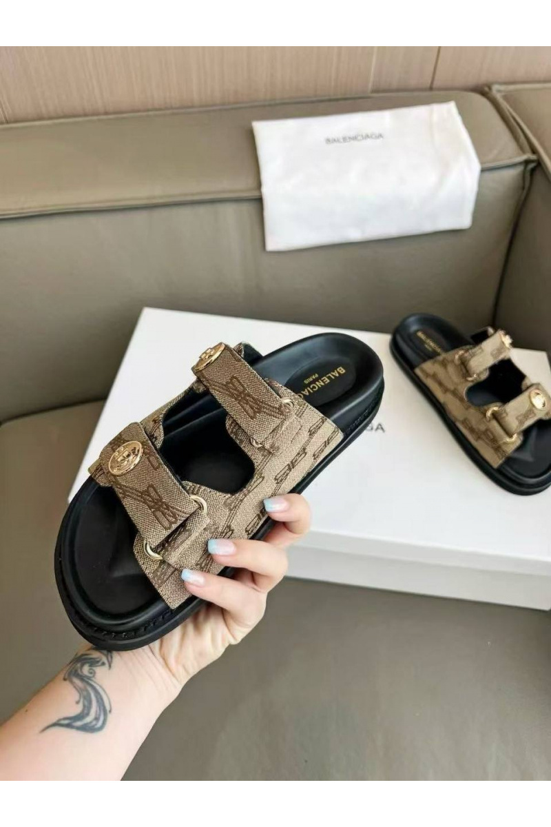 Balenciaga Женские шлёпанцы Jacquard Premium - Brown