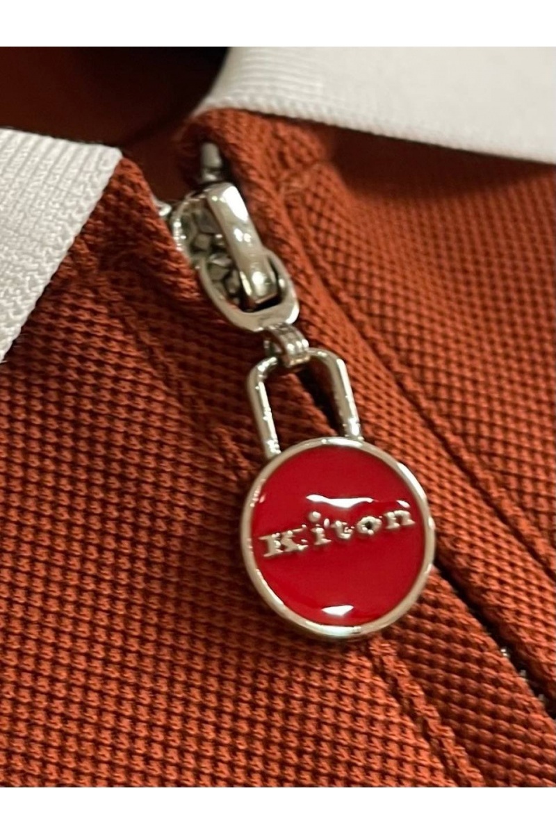 Kiton Мужское поло коричневого цвета premium