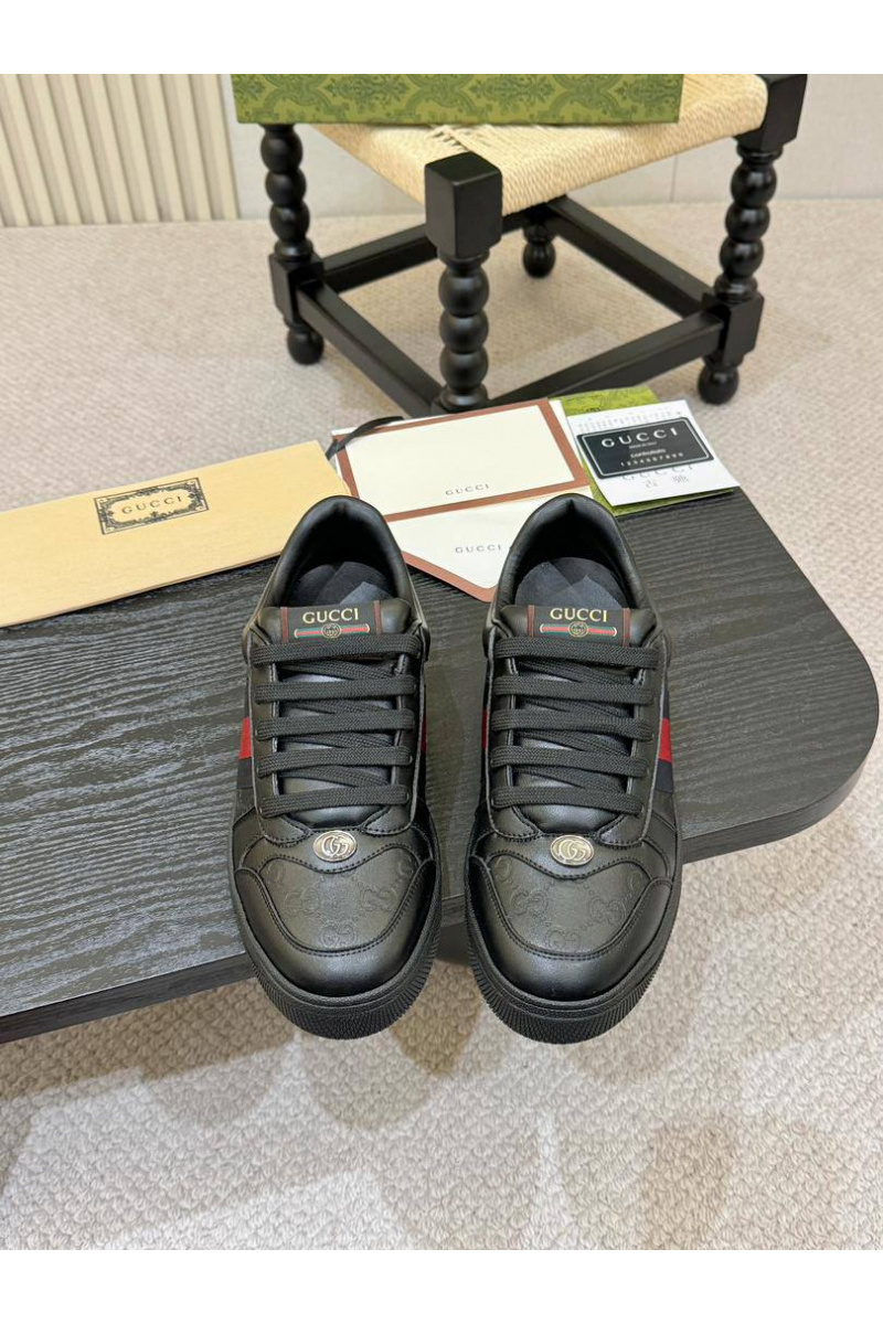 Gucci Кожаные кроссовки GG Screener - Black