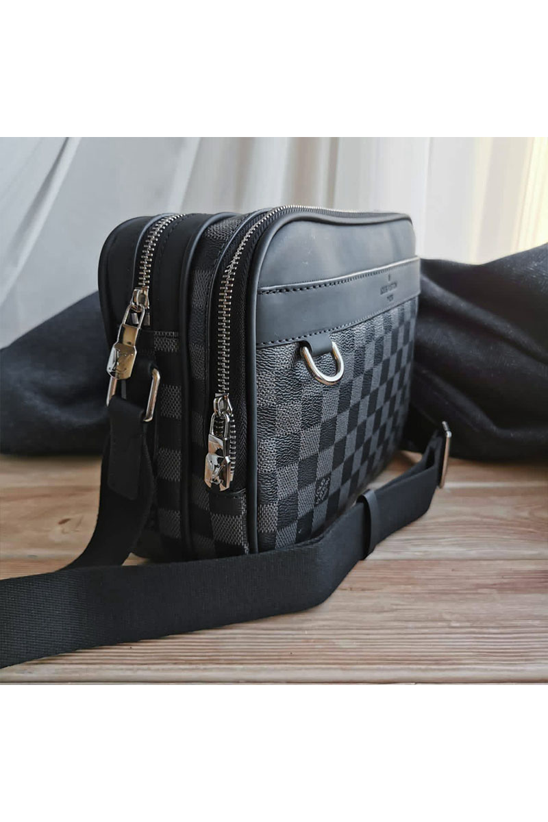 Lоuis Vuittоn Кожаная сумка Trocadero Messenger PM Damier Graphite 27x20 см
