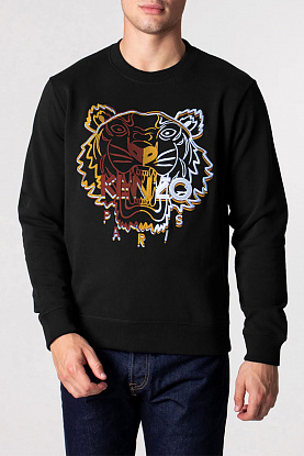 Мужской чёрный свитшот Tiger Head embroidered