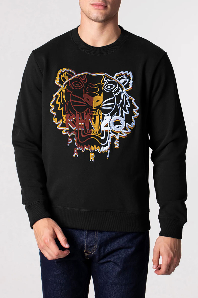 Kenzo Мужской чёрный свитшот Tiger Head embroidered