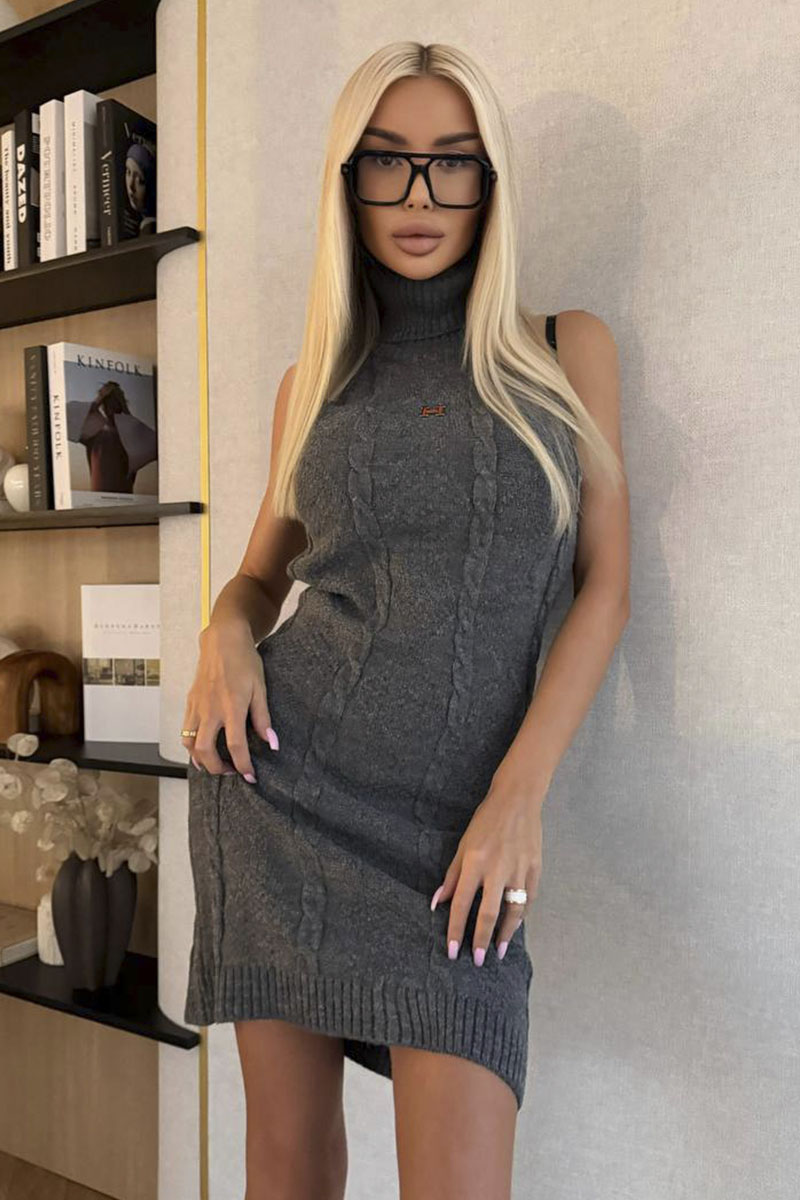 Hermes Женское вязаное платье Premium - Grey